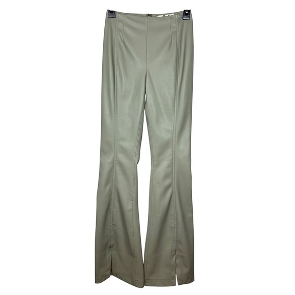 Free People We The Free Real Deal Slit Hem Vegan Leather Pants, Seagrass Size 24 - Picture 2 of 12